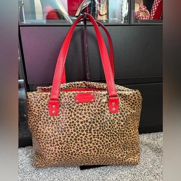 Kate Spade Red and Brown Leopard Print Tote - Picture 2 of 5